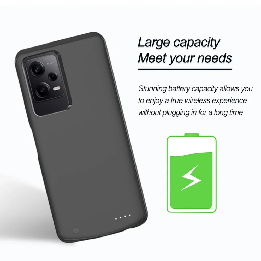 10000mAh Fasion Phone Cover For Xiaomi Redmi Note 12 Pro + Plus 5G Battery Cases Power Bank For Redmi Note 12 Pro Charger Case