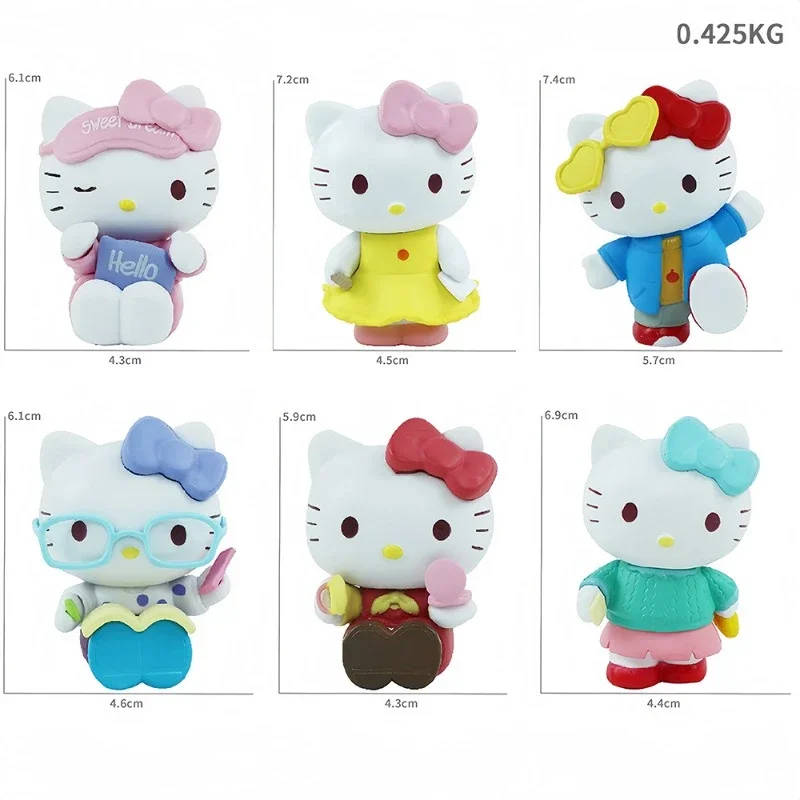 Sanrio Hello Kitty Linda serie Semana Personaje de Anime muñeca periférica Linda decoración de la habitación de escritorio adornos regalos de cumpleaños