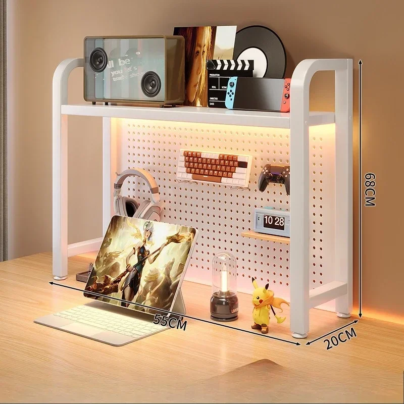 New model Bookshelf desktop wrought iron hole board multi-layer storage expansion storage shelf computer desktop finishing rack