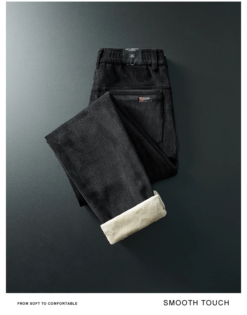 2026 Winter Fleece Warme Cordhose für Herren – Lässige Outdoor- und Business-Hose mit dickem Flock-Plüsch in Schwarz, Grau, Braun – Detail 16