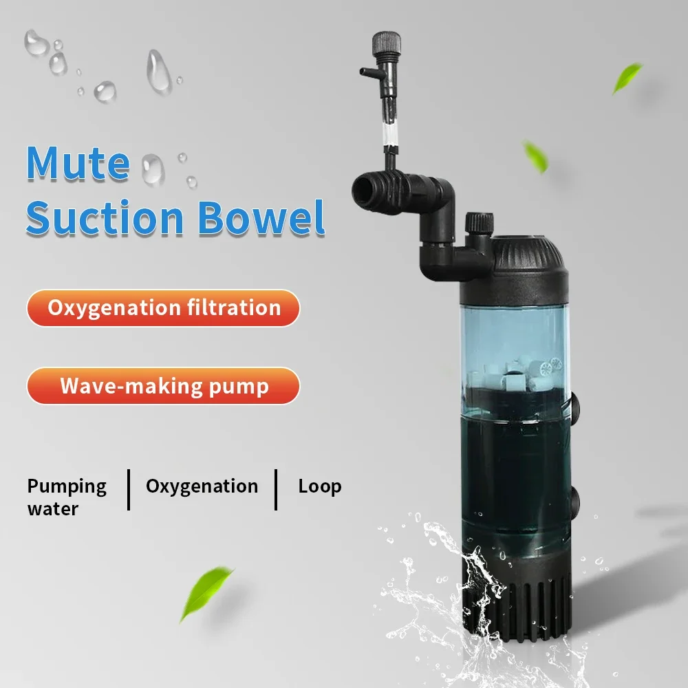 Fish Tank Filter, Silent Three in One Water Purification Small Household Built-in Submersible Pump, Filter Tank System