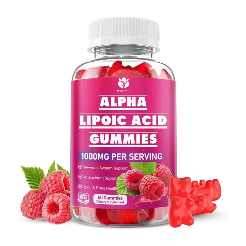 

Альфа-липоевая кислота в мягких конфетах 1000 мг: высокоусвояемая жевательная добавка АЛА для антиоксидантной защиты, со вкусом малины