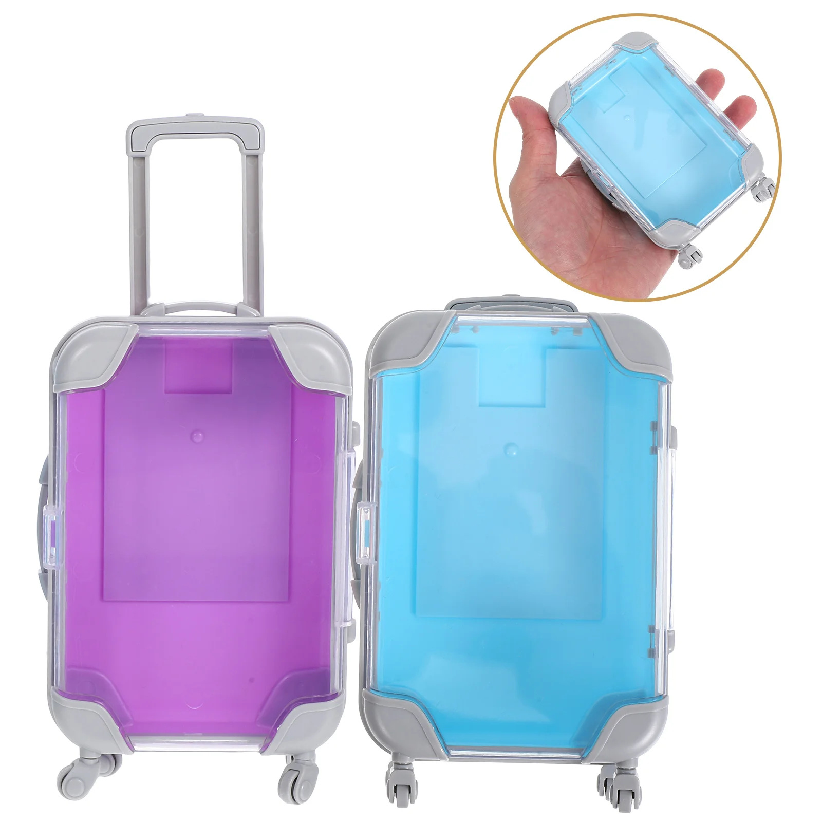 

2 Pcs Portable False Eyelashes Trolley Case Travel Suitcase Abs Bachelorette Party Favor