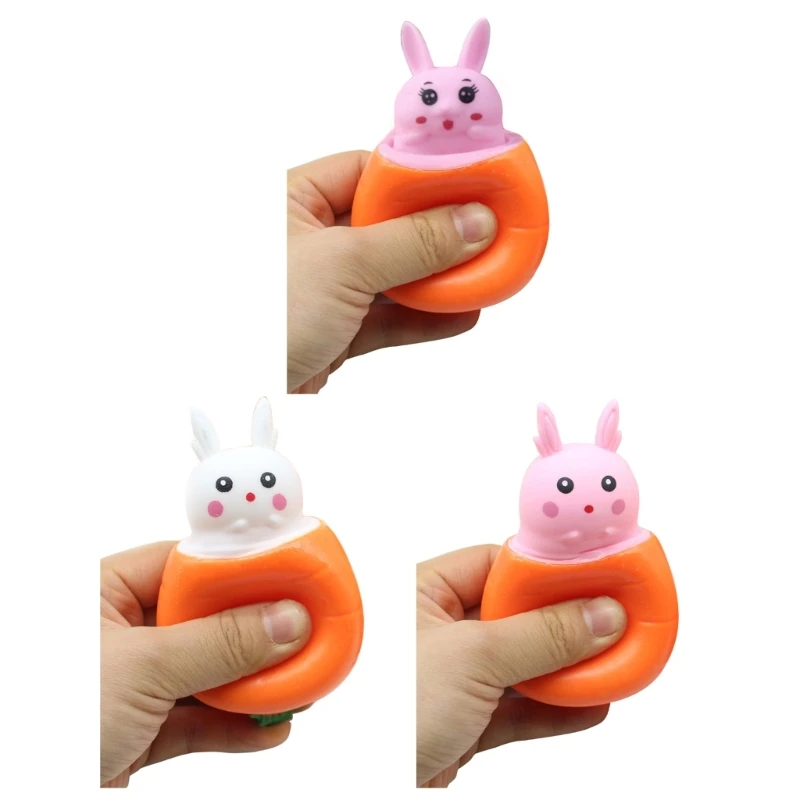 Toy Carrot Squeezable Rabbit Decompression Toy Pop-Out Rabbit Squeeze Toy Party Favor Novelty Stress Toy for Kids