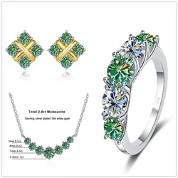 Total 7.2 carat D Color VVS1 Moissanite Jewelry Set with Black card pass diamond test 925 Sterling Sliver Ring Earring Pendant