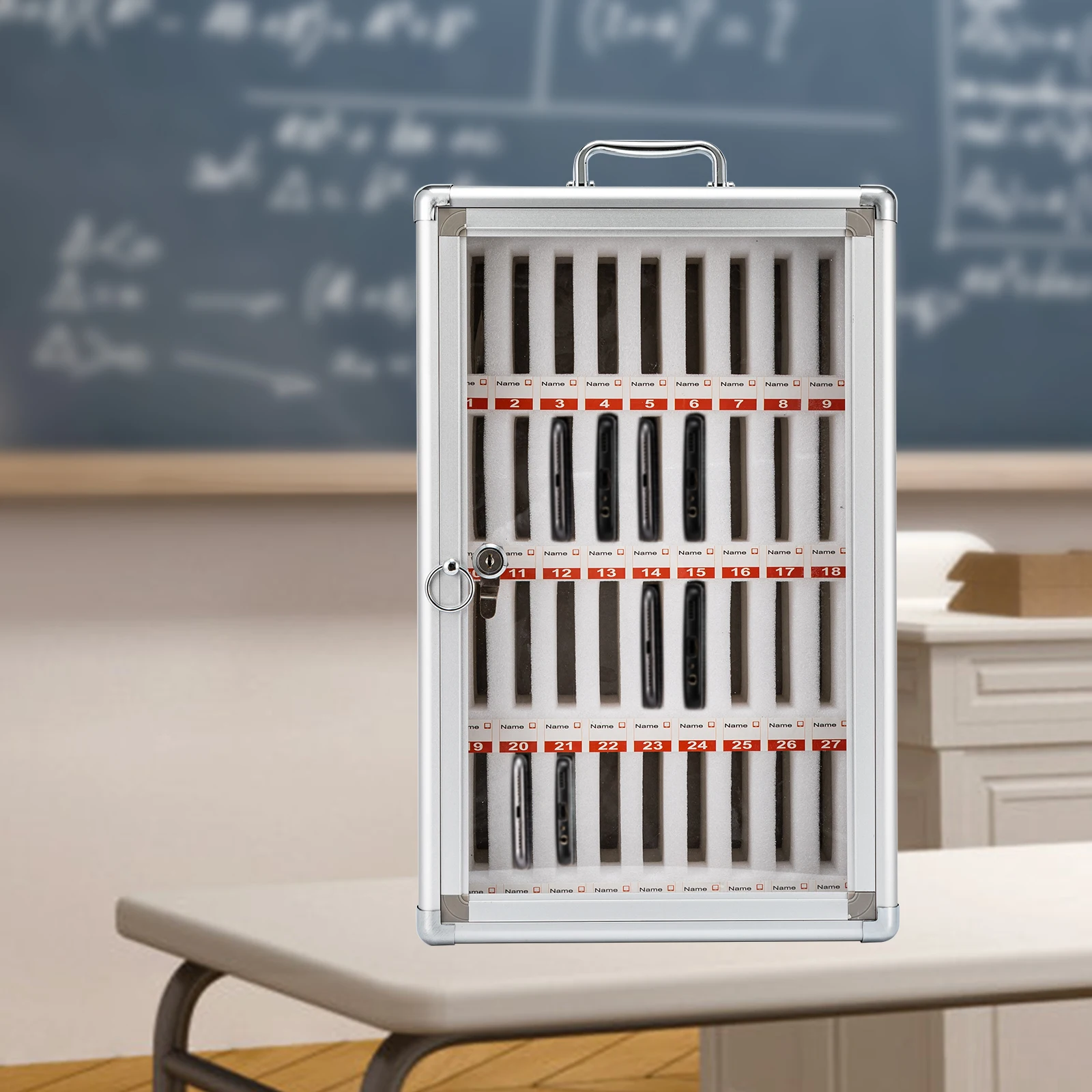 

36 Aluminum Alloy Large-capacity Storage Pocket Chart Storage Cabinet with A Locked for Schools, Classrooms, Examination Rooms