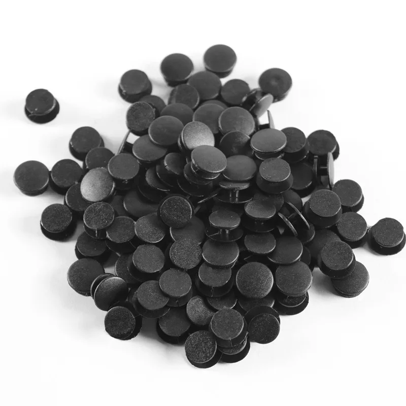 100/200Pcs Balck Round Buckle Plastic Button Set For Hole Shoes, Garden Shoe Charms, Universal Fit Diy Fastener Accessories