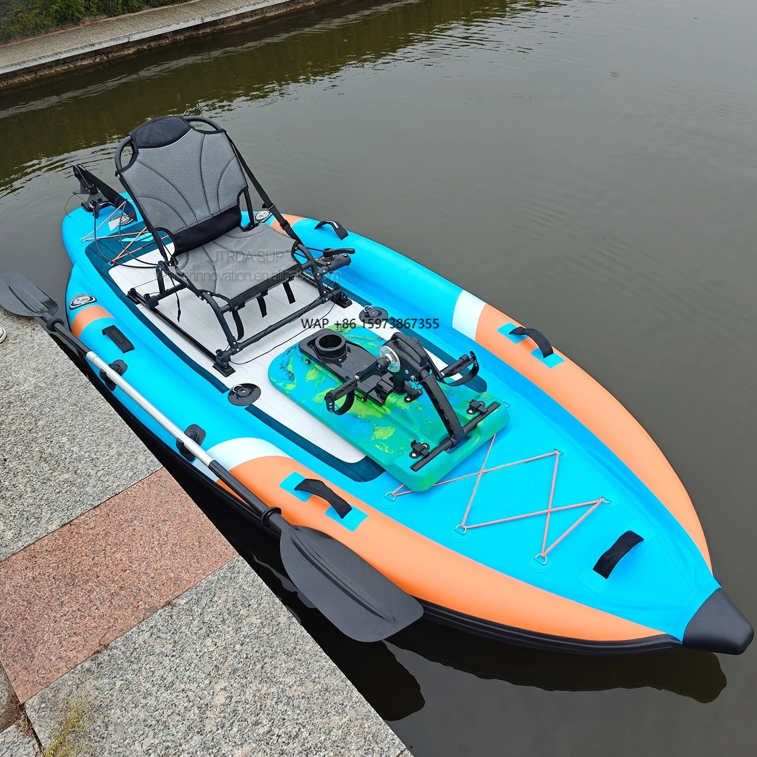 

JTRDA PVC Drop Stitch Pedal Board Kayak Fishing Paddle Board SUP Inflatable Stand up Fishing Paddle Board