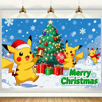 寶可夢氣球生日快樂橫幅皮卡丘派對裝飾杯盤一次性餐具蛋糕裝飾背景貼紙T 10 最佳銷售 寶可夢主題生日派對裝飾 - №4