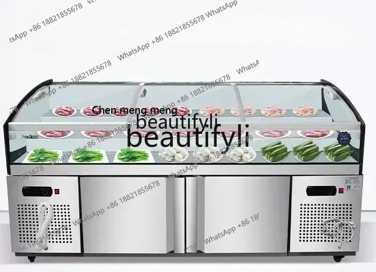 Hot sales  a56 Three-Layer Ladder Ice Display Cabinet Restaurant Deli Refrigerated Cabinet Commercial BBQ Cold Dish Preservation