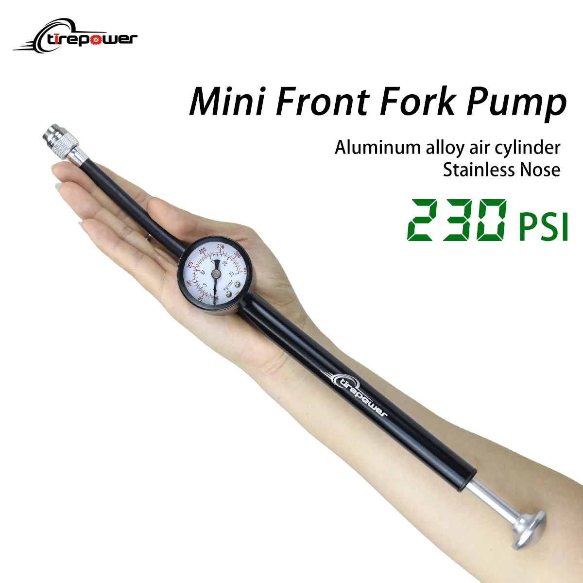 

New Tirepower Portable High-pressure 230psi Bike Air Pump with Gauge for Fork & Rear Suspension Shock Absorber Mountain Bicycle