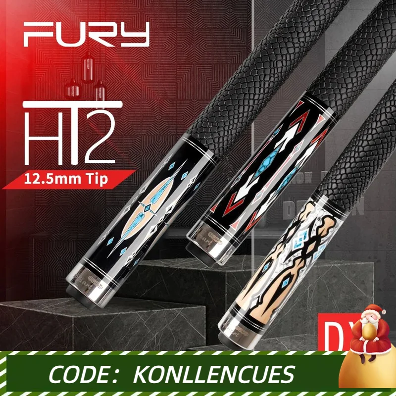 FURY-Handmade Billiard Stick Kit with Case, Maple Shaft, Leather Handle, Tiger Tip, Quick Joint, HT2, DX-1, DX-4