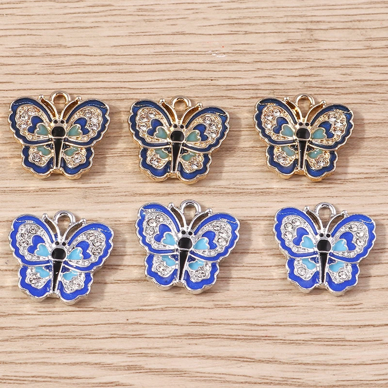 10pcs Elegant Crystal Flying Butterfly Charms Pendants for Jewelry Making Women Fashion Drop Earrings Necklace DIY Craft Supply