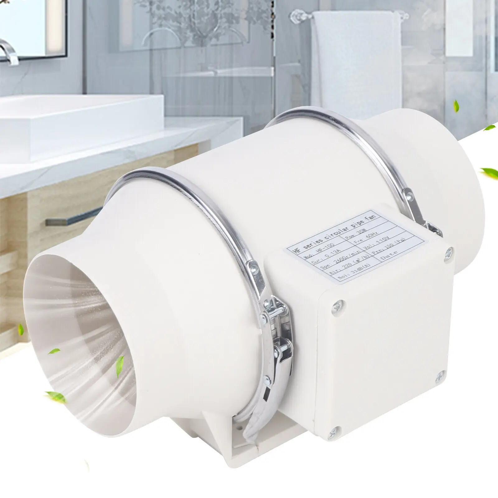 220 CFM 4-Zoll-Inline-Kanalventilator für Badezimmer, Küche, Abluftbelüftungsgebläse, 35 W