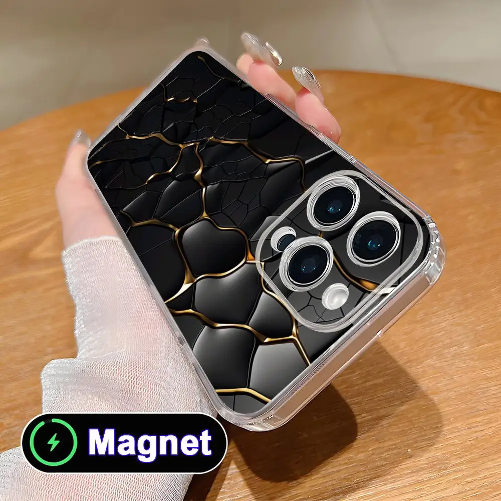 

Technology Texture Beehive Phone Case for iPhone 17 16 15 14 13 12 11 Air Pro Max Plus Mini Soft TPU Clear Magsafe Cover