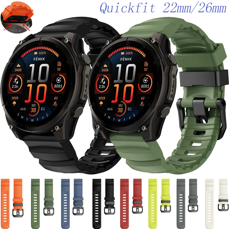 

22mm 26mm Strap For Garmin Tactix8 Silicone Band for Garmin Fenix 8/7X Pro/E Enduro 3 Bracelet For Forerunner 970-965/Instinct 3