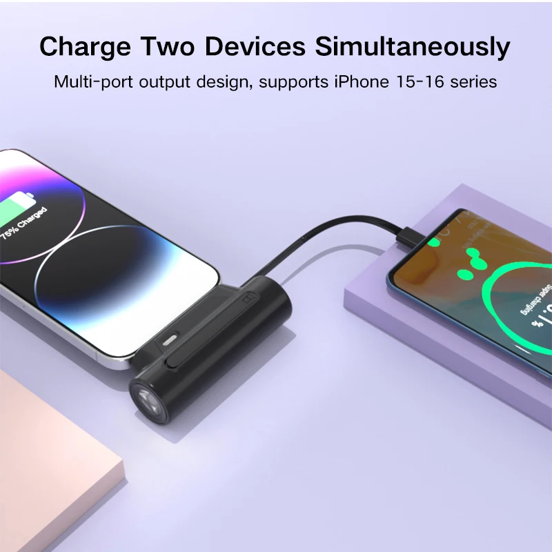 باور بانك متنقل من CHICNOD بقدرة 5000 مللي أمبير في الساعة، باور بانك صغير مريح ومحمول، شحن سريع لهاتف آيفون وسامسونج وشاومي وبطارية خارجية