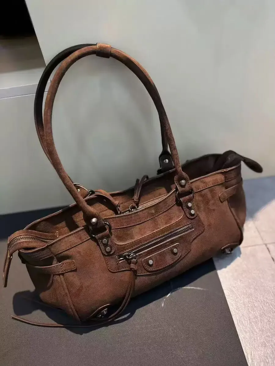 Handbags Luxury Brand Woman Bag New 2026 Winter Fashion Shoulder Crossbody Bags Motorcycle Handbag Faux Suede Women Travel Purse
