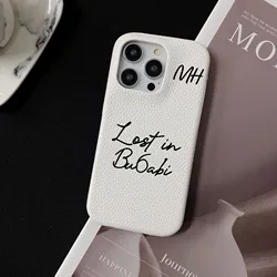 Personalized Customized Name Letter Leather Case For Iphone 15 16 pro max 14 13 Pro Max 12 Mini 11 kafr letters Luxury Covers