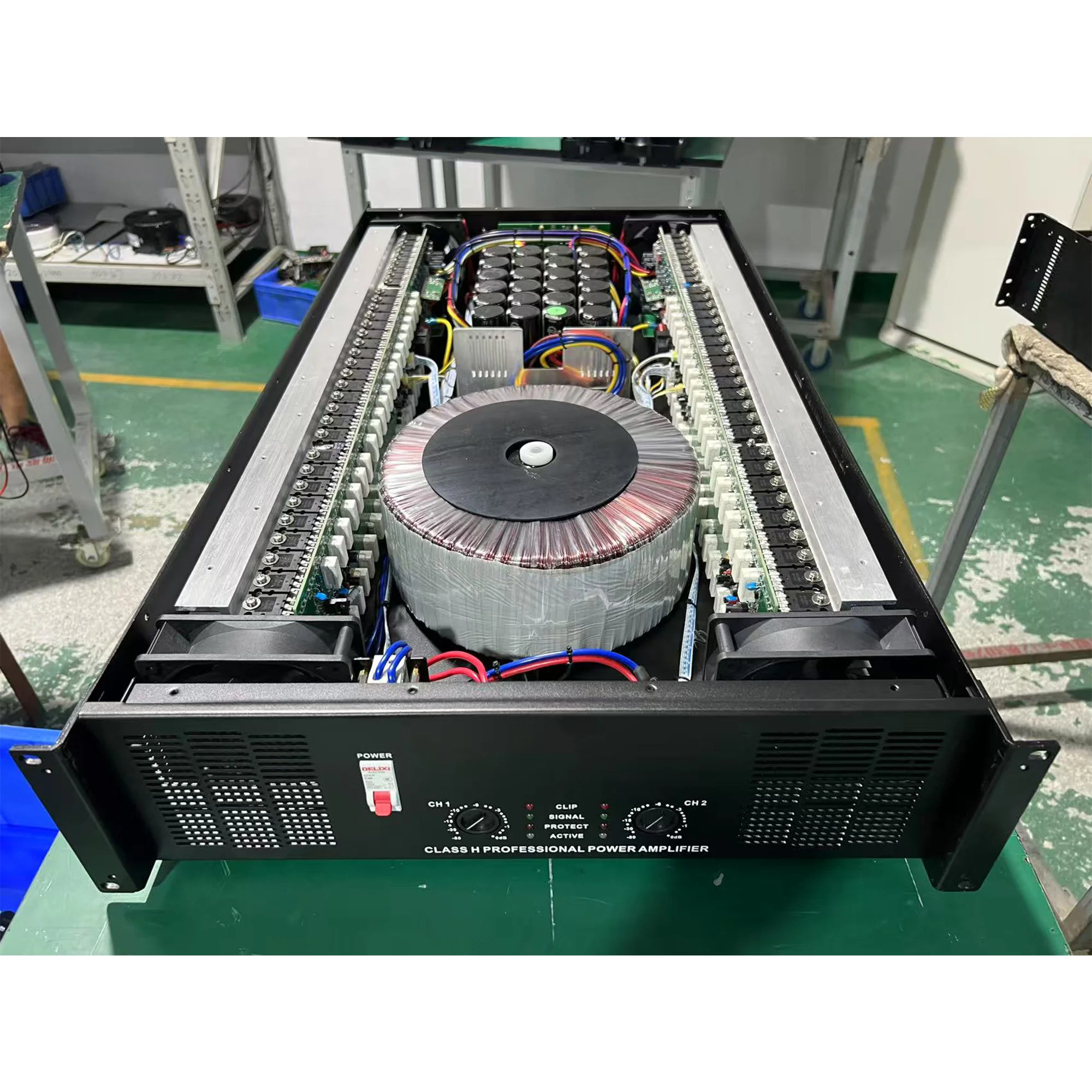 2pcs Power Amplifier 4500W*2 with Aviation Box Four-stage Power Supply DJ 2-channel H-class Power Amplifier