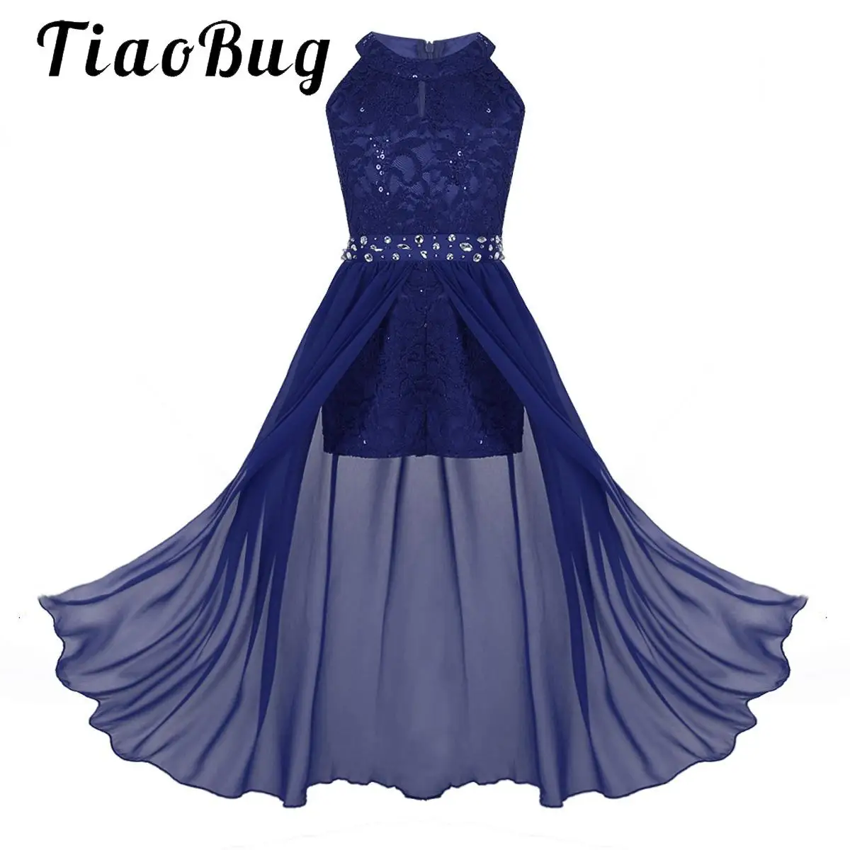 

Kids Girls Chiffon Sleeveless Sequined Birthday Prom Party Jumpsuit Pageant Dancing Romper Dress Wedding Party Ball Gown