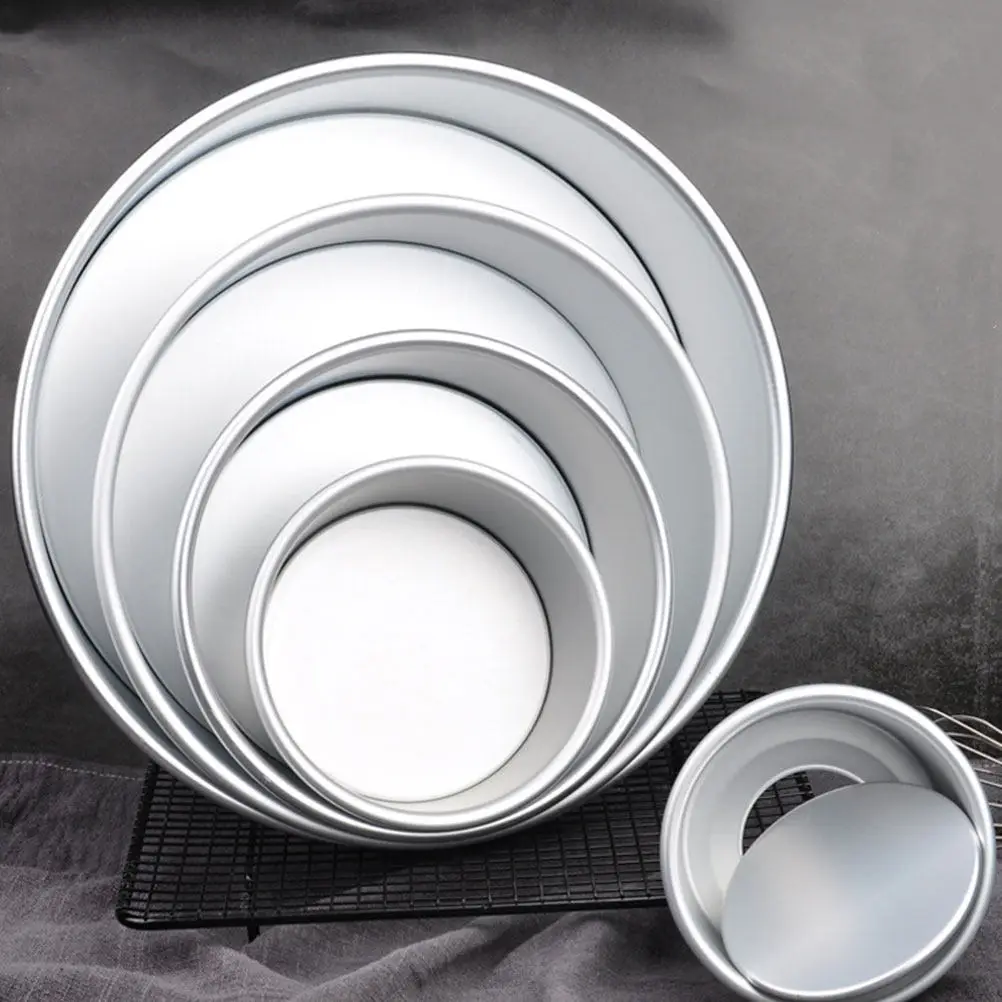 6 Inch Heavy Duty Aluminum Alloy Round Baking Pan with Live Bottom Easy Release Nonstick Surface Ideal for Cake Pizza Bread