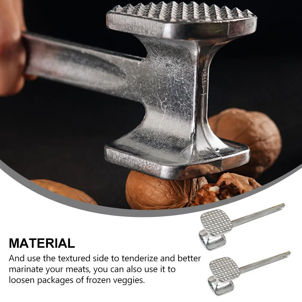 

2Pcs Meat Tenderizer Hammer Dual-Sided Mallet Solid Aluminum Kitchen Tool Large Surface Tenderizes Tough Cuts Garlic Crushing