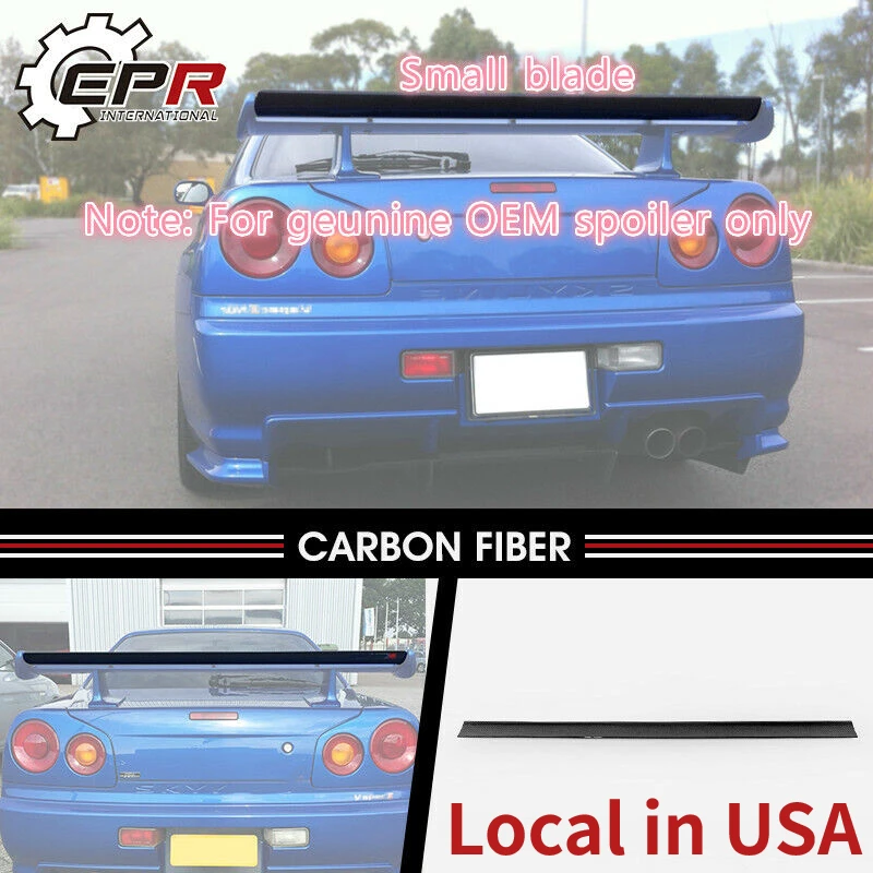 Car Accessories For Nissan Skyline R34 GTR OEM Carbon Fiber Spoiler Rear Small Blade Tuning Wing Kit (For geunine OEM spoiler)