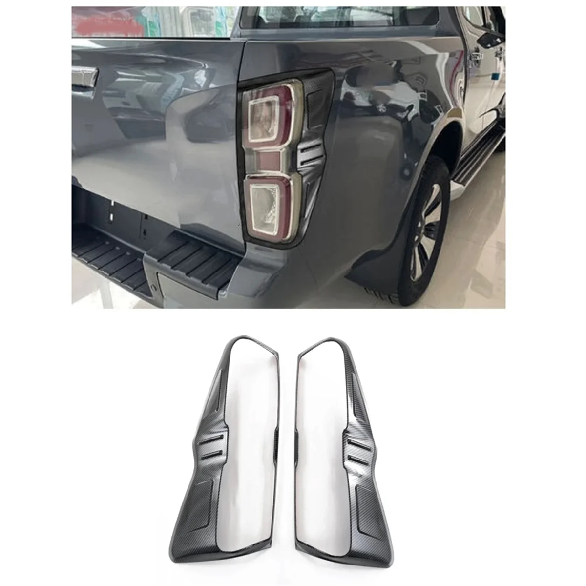 

For Isuzu D-MAX DMAX 2021 2022 2023 ABS Carbon Fiber Rear Light Cover Trim Tail Light Lamp Frame Accessories