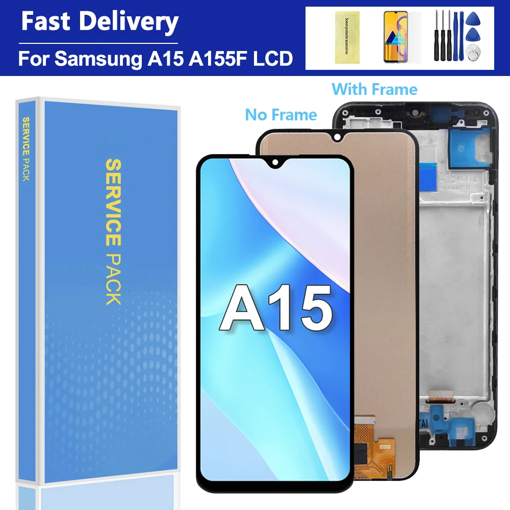 6,5'' getesteter A15 4G SM-A155F-Bildschirm, für Samsung A15 5G SM-A156B LCD-Display, digitaler Touchscreen mit Rahmen