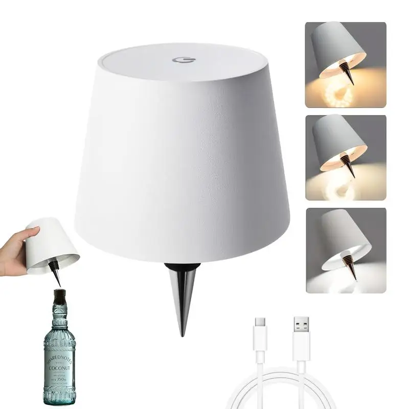 

Wireless LED Bottle Lamp for Wine & Whiskey Bottles, Rechargeable Touch Dimmable 3 Color Bottle Stopper Light, 1PCS