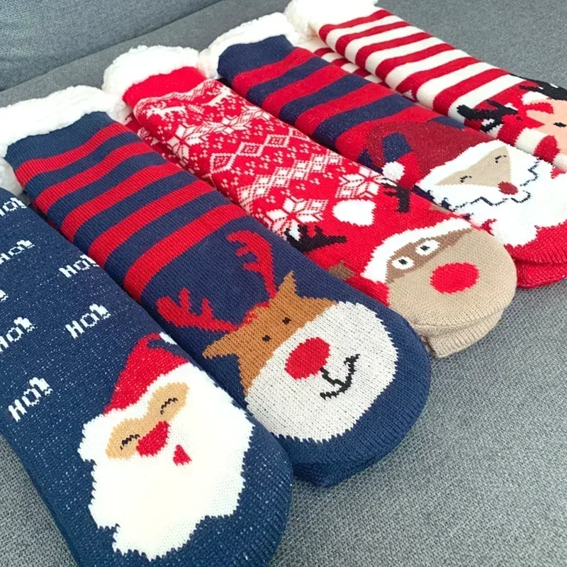 Christmas Fuzzy Slipper Socks Womens Floor Sock Soft Female Shoes Home Indoor Christmas gifts Silicone Non-slip Grip Floor Sock