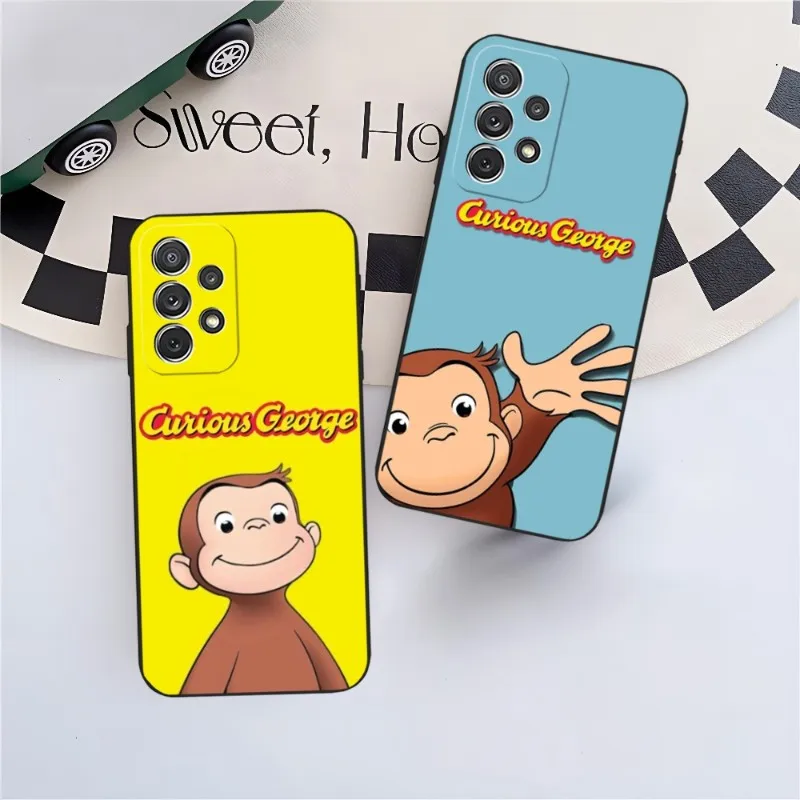 Curious George Monkey Phone Case For Samsung A73 A14 A53 A52 A32 A22 A50 A20 A40 A23 A54 A33 A13 A21 A34 A71 A31