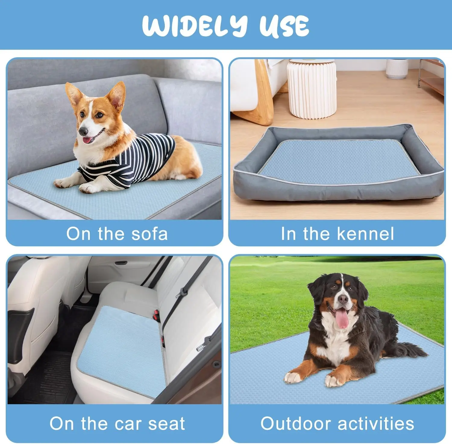 Summer Dog Cooling Mat Washable Ice Silk Self Cool Pad For Small Medium Large Dogs Cats Pet Sleeping Pad For Crate Bed Indoor Outdoor Floor Car Seats - view 5