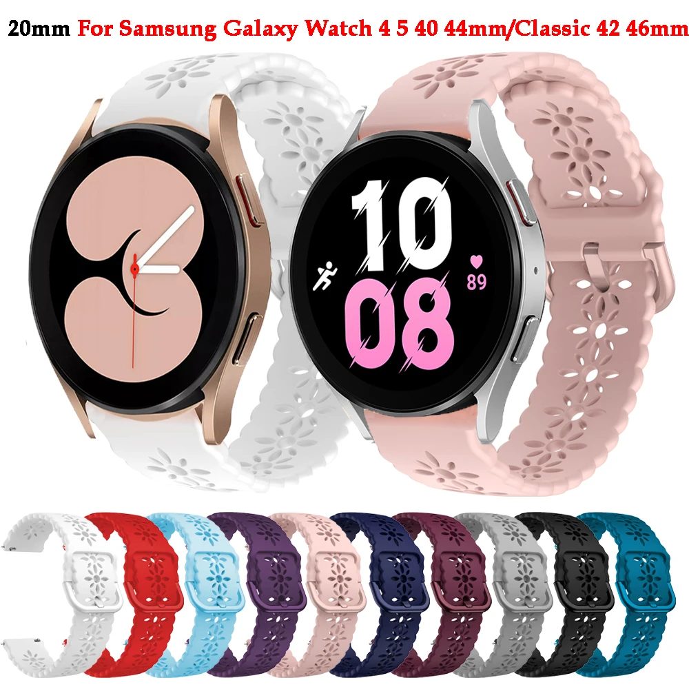 20mm SmartWatch Band For Samsung Galaxy Watch5 Pro 45mm/Watch 4 5 6 7 40mm 44mm Silicone Strap Watch4 Classic 42mm 46mm Bracelet