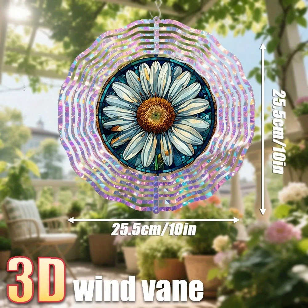 

Stained Glass Wind Chimes, 3D Daisy Pattern, 360 Rotating Hook, Outdoor Garden Decor, Creative Home Accents, Valentine Gift for