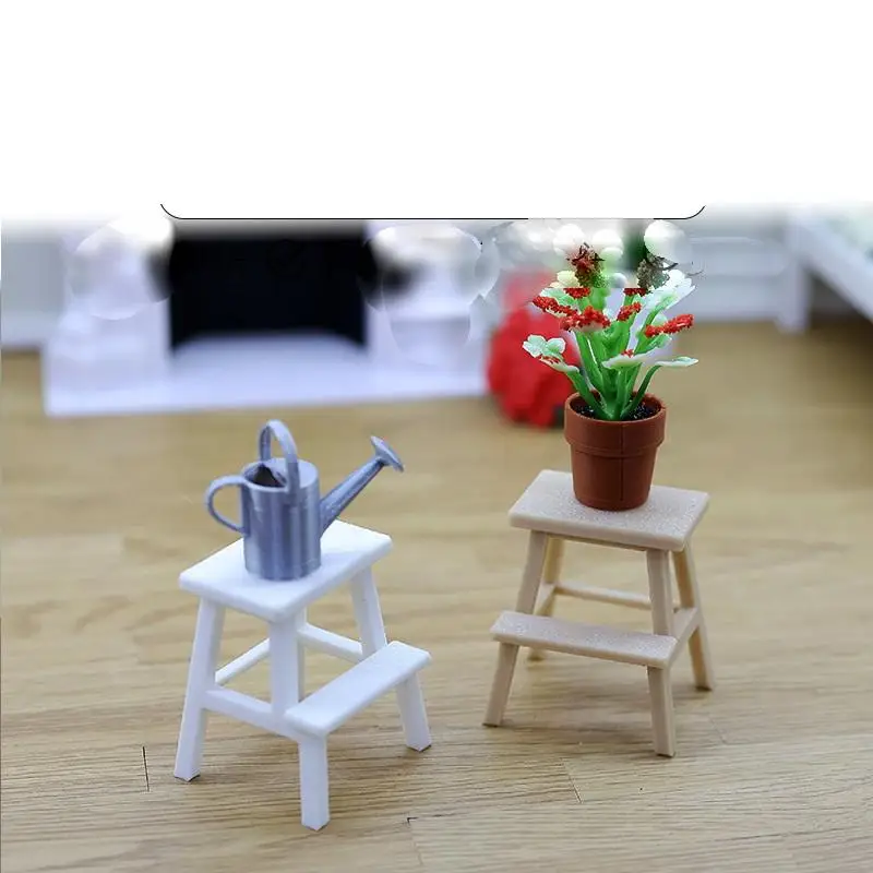 

1 Piece Plastic Footstool Double-Layer Sit Chair Holding Stool 1/12 Dollhouse Miniature Cat Step Stool
