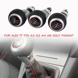 For Audi TT TTS A3 S3 A4 A6 VW Golf Passat Leather Shifter Stick Pen Car Gear Shift Knob 5 / 6 Speed Handle Head Car Styling