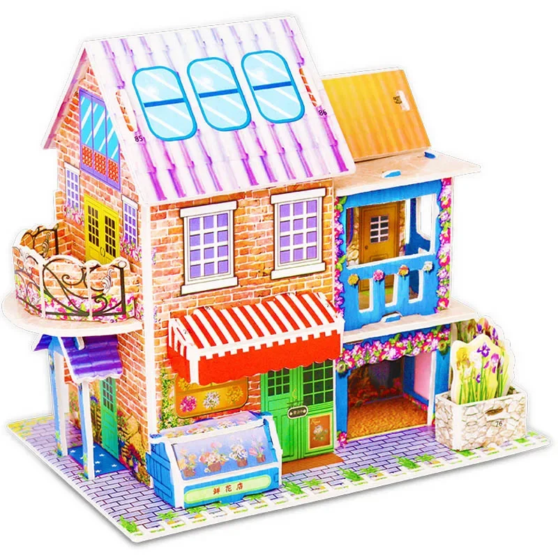 

Kids 3D Stereo Puzzle Cartoon House Castle Building Model for Children DIY Handmade Early Learning Educational Toys Gift