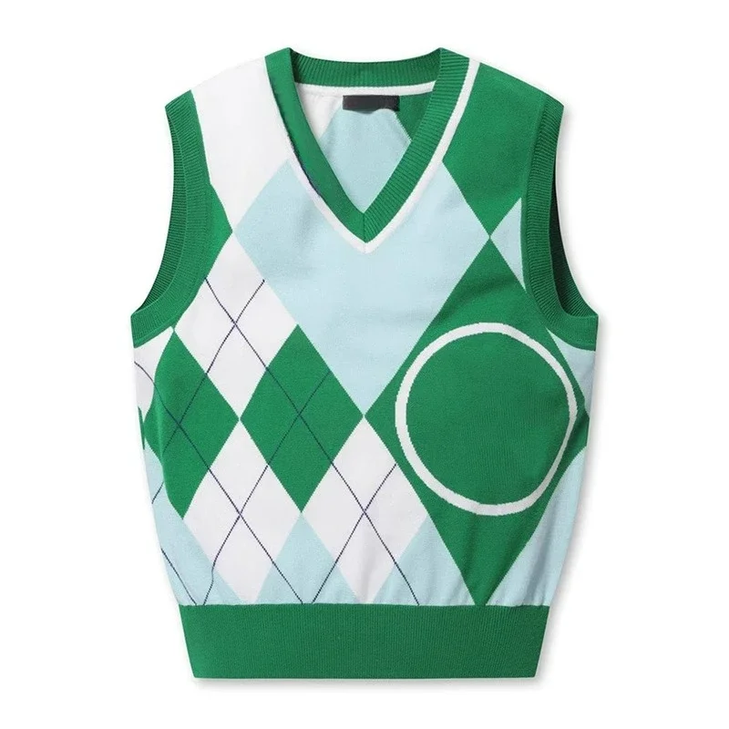 

Autumn golf golf jersey men's stacked sweater vest V-neck vest Korean version slim-fit sleeveless knitted sweater