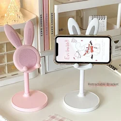 Pink Phone Holder Desktop Cell Stand For iPhone 13 14 Samsung Smartphone Adjustable Lovely Rabbit Cartoon Table Support