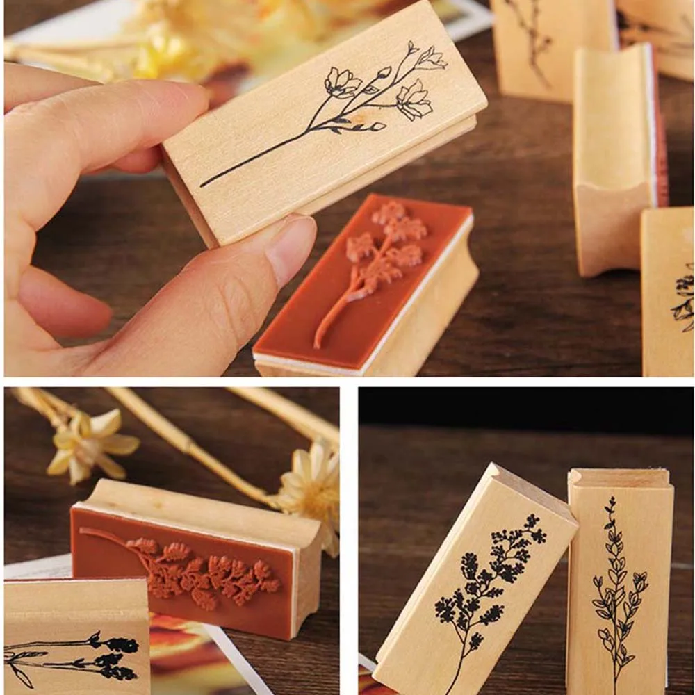 Collection DIY Stationery Gypsophila Decoration Hand Account Wooden Stamps DIY Album Tools Scrapbooking Decal Stamps Seal Set