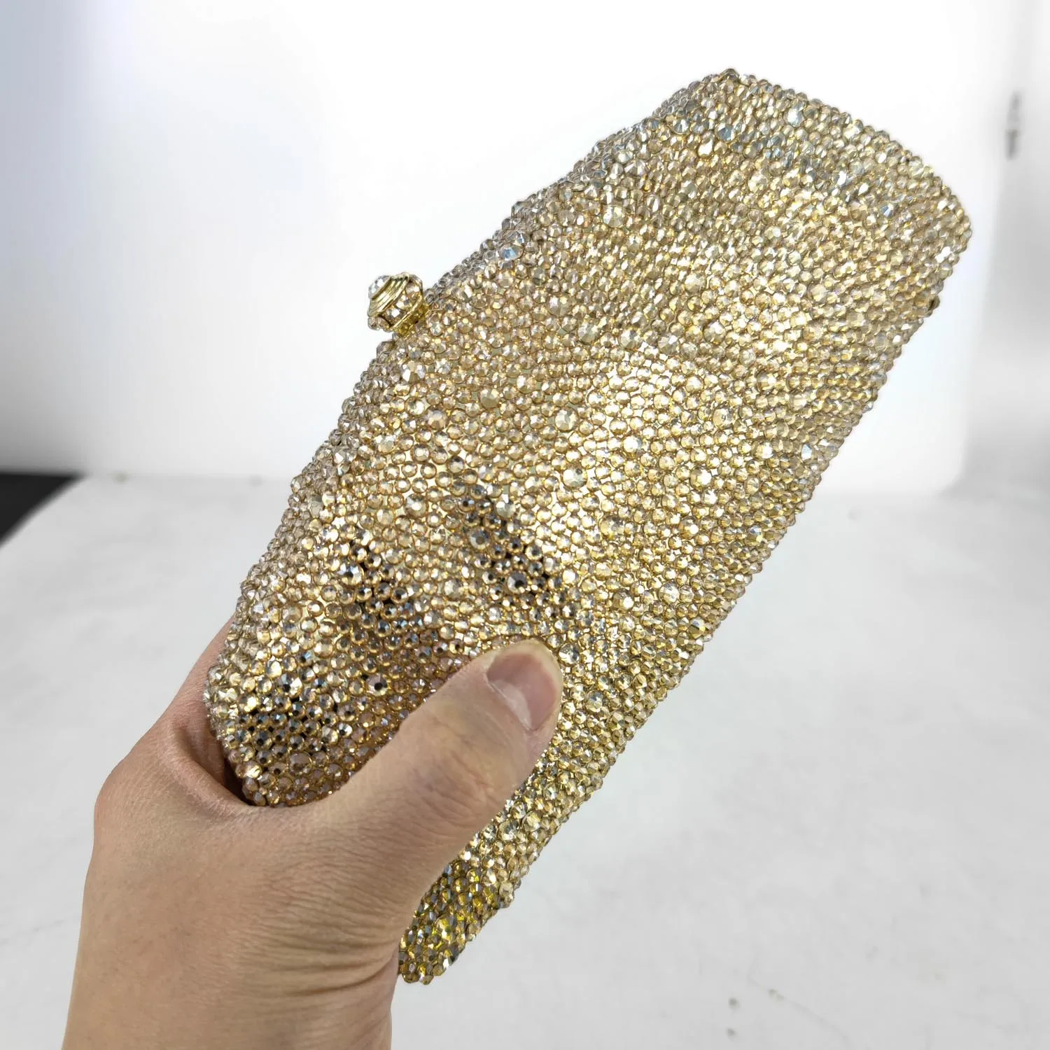 Boutique De FGG Elegant Women Gold Crytsal Clutch Bags Formal Party Evening Handbags Wedding Bridal Rhinestone Purses Bag