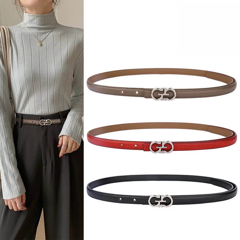 

Women's Belt New Genuine Leather Belt Simple Metal Buckle Belt Girl Dress Denim Pants Women's Luxury Designer Brand Belt