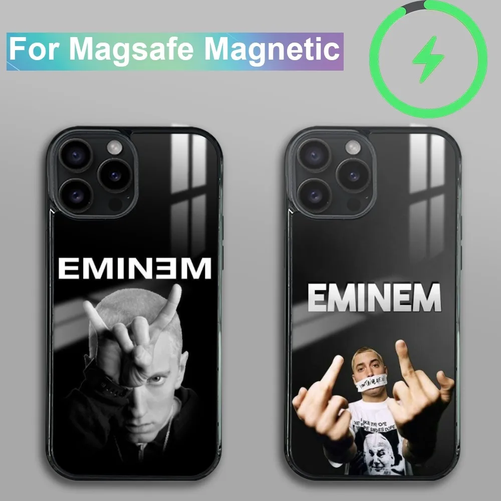 Singer E-Eminem Magnetic Phone Case For iPhone 15 14 13 12 11 Pro Max Plus Mini Mirror Wireless Magnetic Cover Magsafe Case