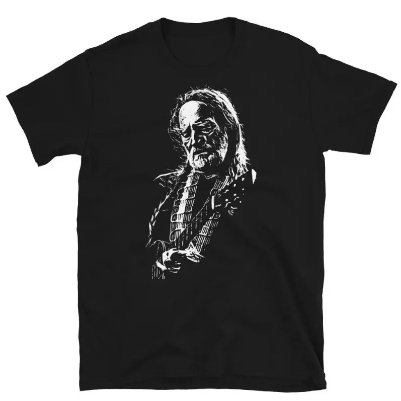 Camiseta negra grande con cuello redondo para hombre, camiseta con bandera, Willie, Johnson