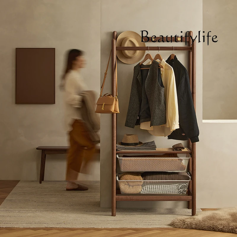 Nordic Light Luxury Solid Wood Hanger Modern Minimalist Living Room Storage Rack Small Apartment Household Coat Rack