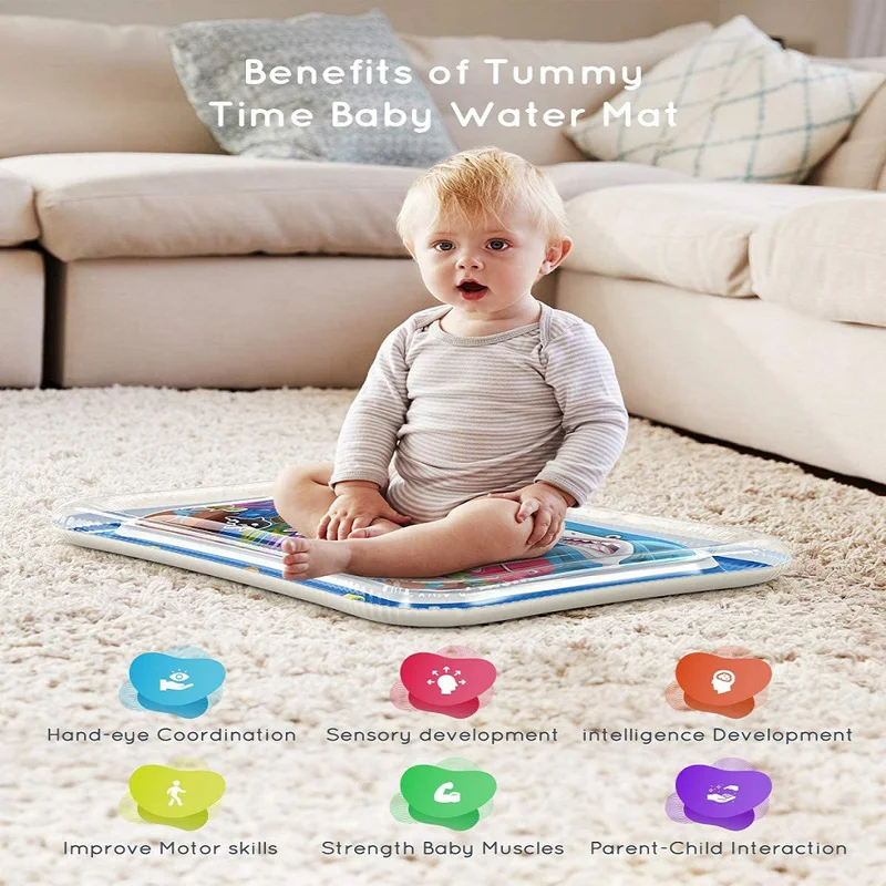 Inflatable Tummy Time Baby Play Mat Infants Water Cushion Early Education Interactive Baby Toys For Toddlers Sensory Development