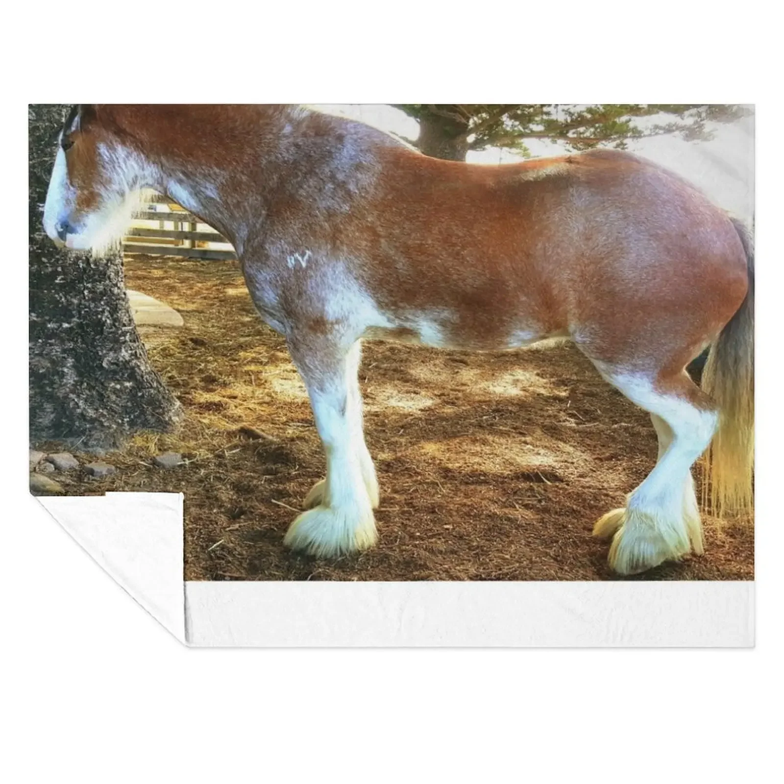 

Brown Mottled Clydesdale Horse Throw Blanket Hairys warm winter Cute Hairy Blankets