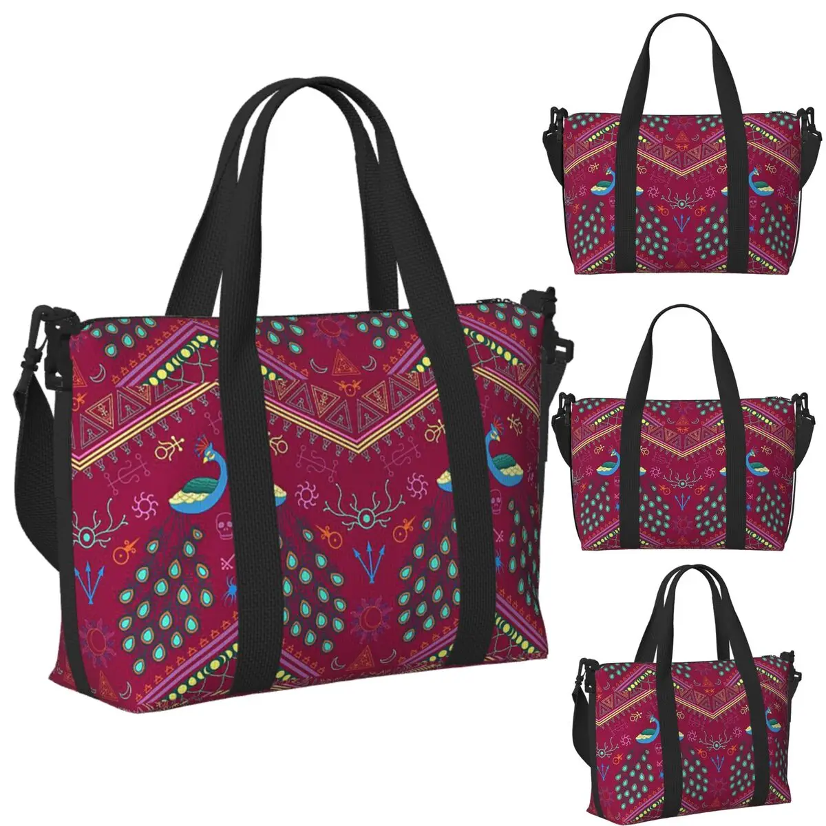 

Mollymauk Tealeaf Inspired Print Beach Travel Bag Large Capacity Tote Bags for Gym Yoga Women Shopping Duffle Shoulder Bag